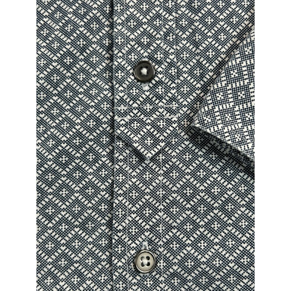 Sean John Y2K Tailored Fit Geometric Button Up Shirt Men's M Blue Cotton Casual - Picture 7 of 10
